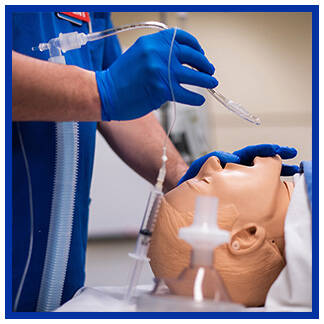Nursing student in a lab